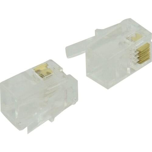 RJ9 4P4C Plug phone Jack Connector 50 pieces, Transparent