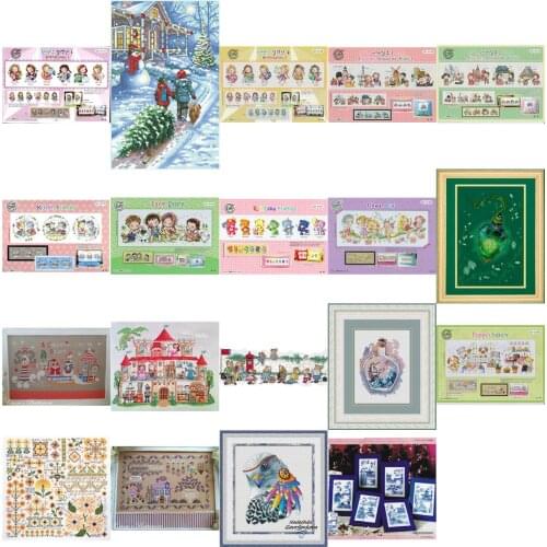 Different flowers colorful counted cross stitch package flower aida 22ct 25ct 18ct 14ct 11ct black cloth people kit embroidery