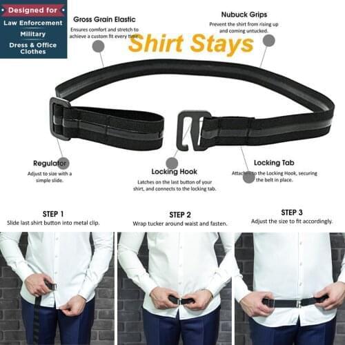 Non Slip Shirt Stay Belt Black Adjustable Near Shirt Stays Tuck It Belt Shirt Holders For Women Men Formal Dressing Accessories