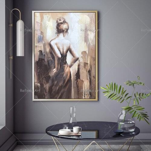 Hand-Painted Modern Beautiful Nude Girl Back View Oil Painting Canvas Wall Art Home Sexy Female Photo Picture Decoration