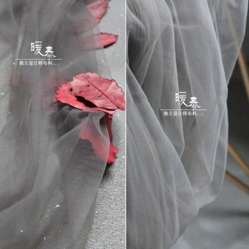 Mesh Tulle Lace Fabric Gray DIY Scarf Veil Flower Background Decor Bed Window Curtain Summer Skirt Wedding Dress Designer Fabric