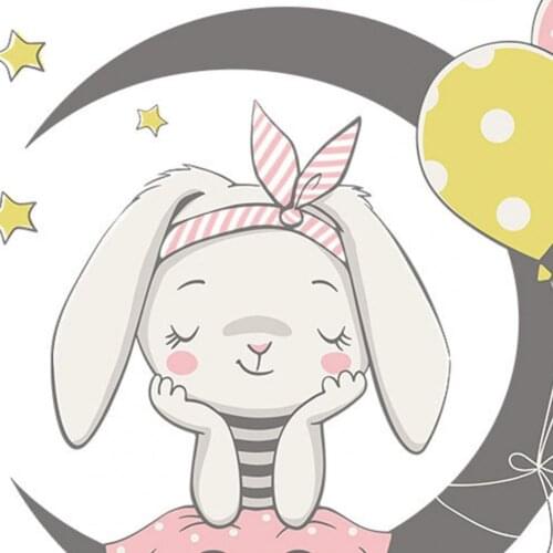 Wall Sticker Environmentally Friendly Cartoon Bunny Pattern Bedroom Living Room Wall Sticker for Home Decoration