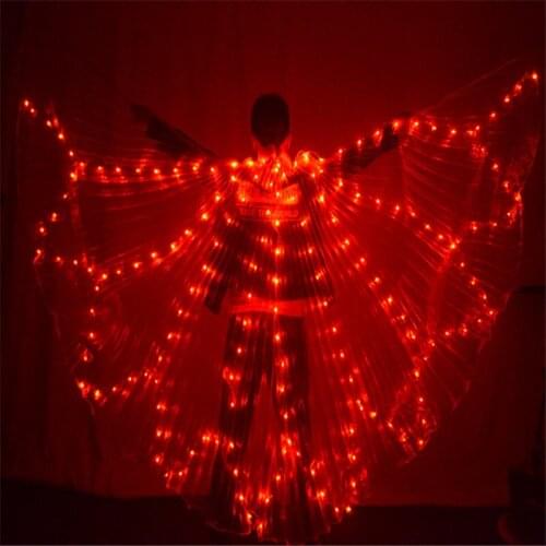 M90 Ballroom dance RGB light costumes luminous dj cloak Butterfly wings bellydance dress clothe party outfits colorful led wings