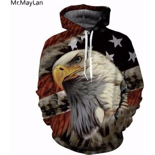 Animal Eagle Print 3D Hoodies Men Women Hipster Hip Hop Pullovers Sweatshirts Male Hooded Sweatshirts Tracksuits Jacket Clothes