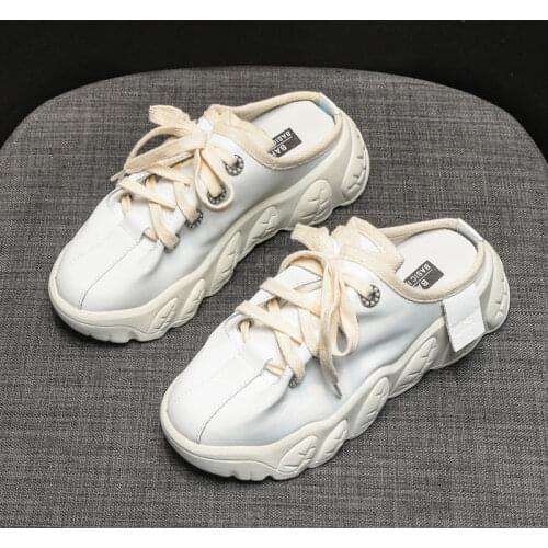 Apanzu Baotou Half Slippers Female Thick-soled heightened casual shoes 2021 Spring and Autumn Korean Non-slip Sports slippers