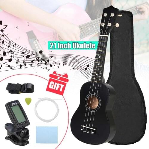 Soprano Ukulele 21 inch Basswoood Beginner Ukelele 4 Strings Hawaiian Guitar Musical Instrument Kids Gift Uke +Tuner+Pick+Strap