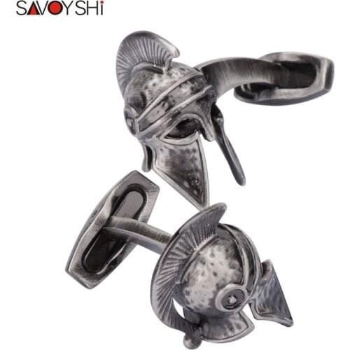 SAVOYSHI Retro war helmet Cufflinks for Mens Shirt Cuff nails High Quality Ancient Ghosts Skeleton Cufflinks Men Jewelry