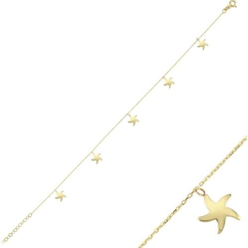14k (585) Gold Adjustable Starfish Anklet