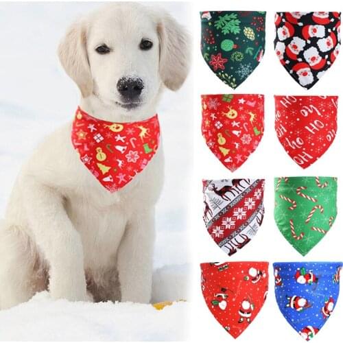 14 Style Christmas Dog Bandana Triangular Bibs Scarfs Pet Dog Santa Reindeer Bandanas Scarf for Dog Cat Party Bib Accessories