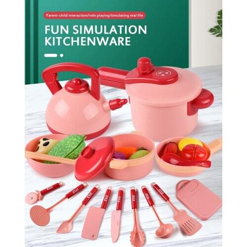 16PCS Kids Mini Kitchen Play House Toy Simulation Cooking Utensils Set Cookware Pot Pan Kids Pretend Cook Play Toy Children Gift