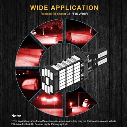 2pcs T15 Led Bulbs Reverse 45SMD Universal 6000K W16W 4014 6W Back Bulb