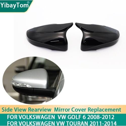 2x Bright Black Sport Style Replacement Mirror cover Cap for Volkswagen VW Golf 6 MK6 2008-2012 for Touran 2011-2014 accessories