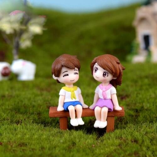 3Pcs/Set Diy Mini Stool Couples Dolls Fairy Garden Micro Landscape Decor Dollhouse Terrarium Action Figures Figurine Ornament