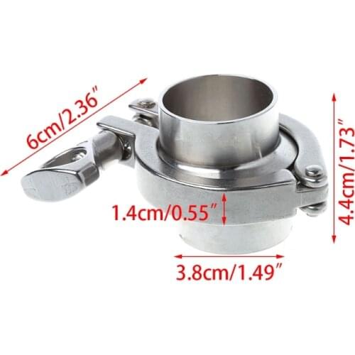 652F 38mm 1.5" OD SS304 Sanitary Pipe Weld Ferrule + Tri Clamp + PTFE Gasket Set