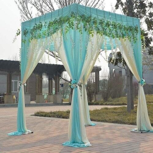 3MX3MX3M Sequins Beads celling Wedding Square Canopy Drape curtain with telescopic rods Piping frame sets for Wedding stage Prop