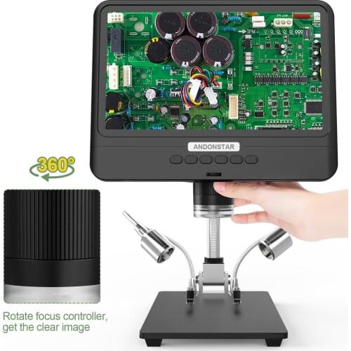 8.5 Inch LCD Display Screen 5X-1200X Digital Microscope 1280 * 800 Adjustable 1080P Scope Soldering Tool with Two Fill Lights