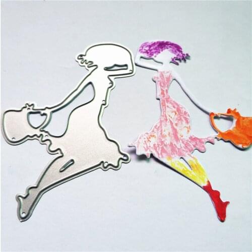 8.8x5.9cm Shopping girl die Cutting dies metal crafts paper die-cutting /DIY embossing Easter Halloween Scrapbooking
