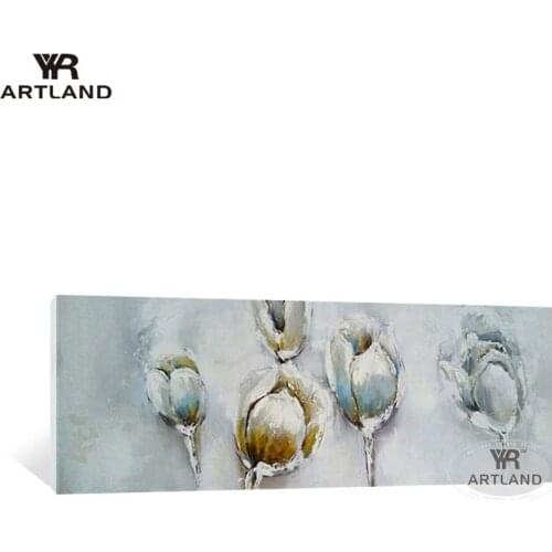 Abstract flowers tulip texture picture Handmade canvas oil painting wall art poster for living room sofa bedroom home decoration