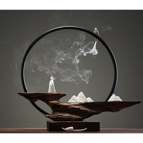 Backflow Incense Burner Buddhist Holder Home Studio Waterfall Incense Burner Holder Quemador Incienso Backflow Incense Burner