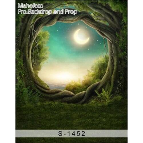 Seamless Vinyl Photography Background Fairy Tale Moon Forest Carton Computed Printed Children Backdrops for Photo Studio S-1452