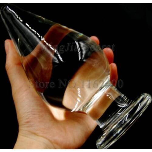 168mm*75mm Large Transparent Crystal Glass Dildo Big Bead Anus Stuffed Stopper Anal Butt Plug Sex Toy for Women Men Masturbation