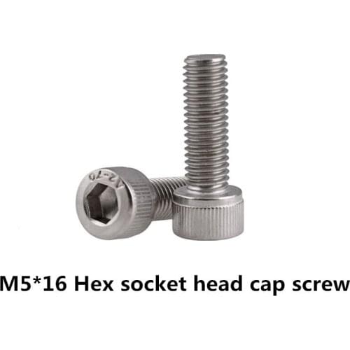 2021 Sale Parafuso 100pcs M5*16 Hex Socket Head Cap Screw, Din912 304 Stainless Steel Hexagon Allen Cylinder Bolt, Cup Screws
