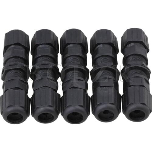 BQLZR 5PCS Black RJ45 M20 IP67 Protection Double-ended Waterproof Connector M1