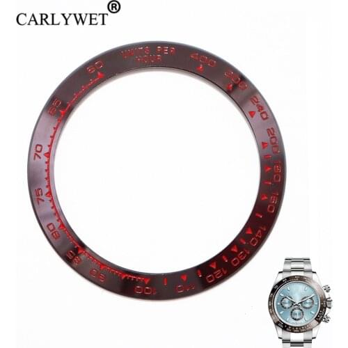 CARLYWET Wholesale Replacement High Quality Pure Ceramic Brown With Red Writings 38.6mm Watch Bezel for DAYTONA 116500 - 116520