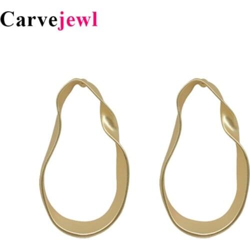 Carvejewl stud earrings twisted oval circle earrings jewelry for women girl gift matte gold silver color earring hot new fashion