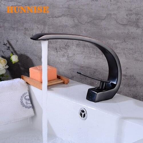 Black Bronze Bath Basin Faucet Mixer Single Handle Bathroom Wash Basin Water Faucet Hot and Cold Basin Faucet Tap Easy Clean