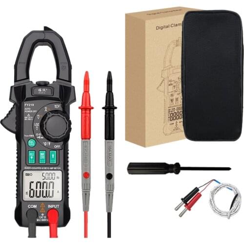 Digital AC/DC Current Clamp Meter True RMS Auto Range VFC Capacitance Temp Frequency NCV Tester Ammeter Multimeter