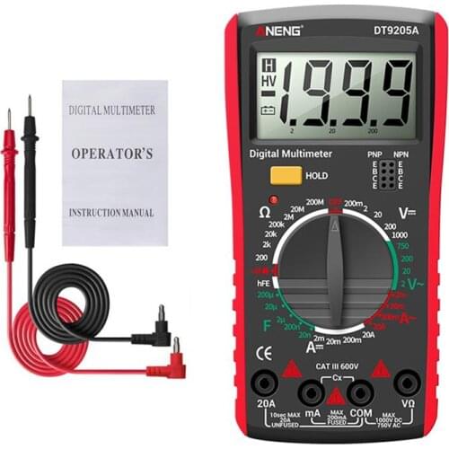 Digital Multimeter DT9205A Multimeter Tester Manual Range Voltage Meter True RMS Transistor Tester Electrician Tool
