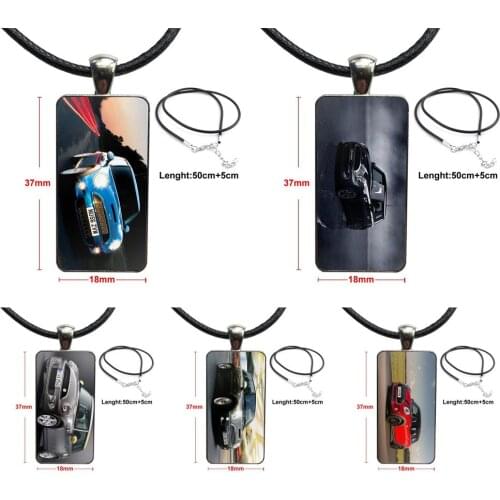 For Women Wedding Nice Car Mini Cooper Design Fashion Vintage Glass Women Rectangle Necklace Pendants