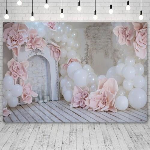 Avezano Photo Backdrops Birthday Party Decor Pink Flower Balloon Girl Banners Wallpaper Photo Background Photophone Photo Studio