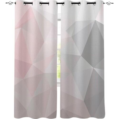Geometric Pink Gray Gradient Triangle Printed Window Curtains Living Room Bedroom Children Room Modern Home Decor