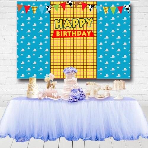 Blue Sky White Clouds Backdrop Toy Custom Photo Booth Background Cartoon Children Birthday Party Decor Candy Dessert Table