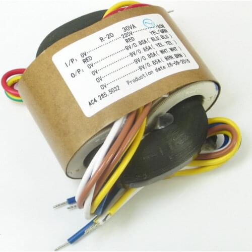 GZLOZONE 220V 30W Hifi R-Core Transformer with four group 0-9V 0.85A L12-6
