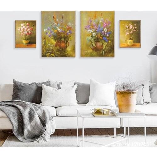 Cotton no frame classical rose flowers landscape canvas printings oil painting printed on cotton wall art decoration pictures