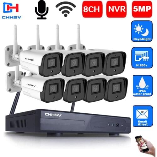 8CH IP Camera WIFI NVR Kit Outdoor Waterproof WIFI CCTV Camera Security System Kit 5MP Wireless Video Surveillance System Set