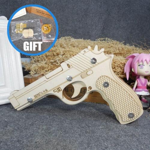 Rubber Band Gun Toy 3D Wooden Puzzle Mechanical Model Kit DIY Construction Machinery Rubber Band Pistol Toy Gifts For Boys Kids