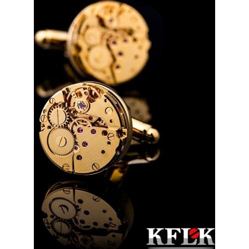 KFLK hot brand wedding gift machine sports cuff button mens cuff button circular gold button 2020 new product free shipping