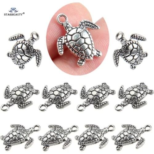 10pcs/lot Cute Sea Turtle Jewelry Findings Fake Piercing Helix Piercing Belly Ring Parts Tortoise Ornament Component Accessory