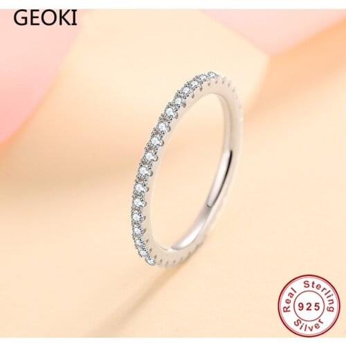 Geoki 925 Sterling Silver Passed Diamond Test Total 0.57 Ct Round Perfect Cut Micro D Color VVS1 Moissanite Ring Luxury Jewelry