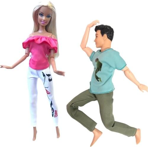 NK Two Set Doll Mixed Casual Suit Beautiful Handmade Clothing For Barbie Doll Generous Fashion Dress Best Girl Gift 46B 6X