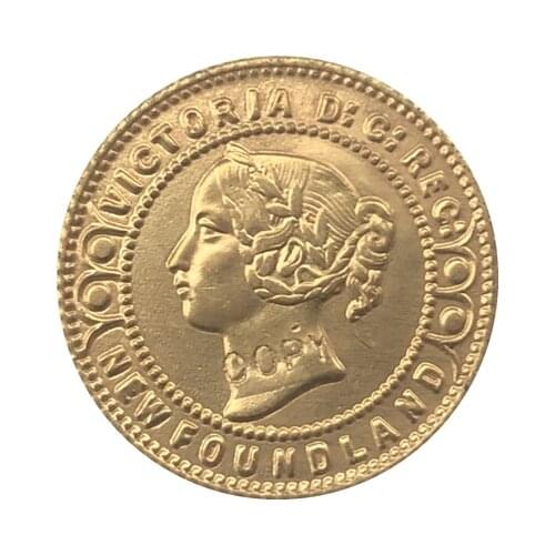24-K Gold-Plated Newfoundland 1865 2 Dollars coin copy 18mm