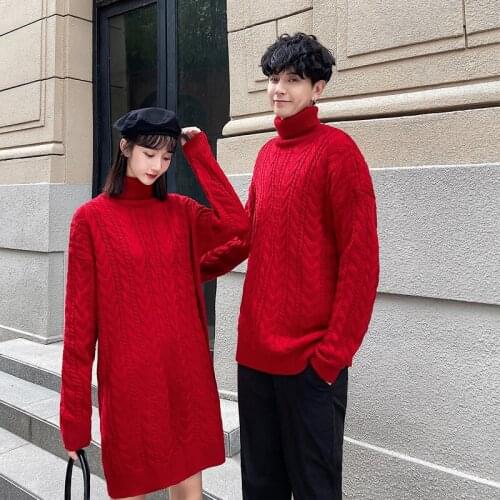 Real shot spot lovers red turtleneck sweater couples clothes couples clothing
