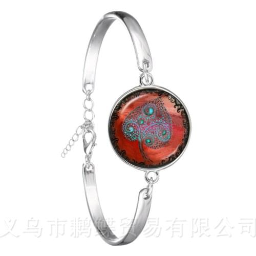 Hot Sale Trendy Tree of Life Glass Cabochon Bracelet For Men Women Silver Plated Chain Bangles Jewelry Gift