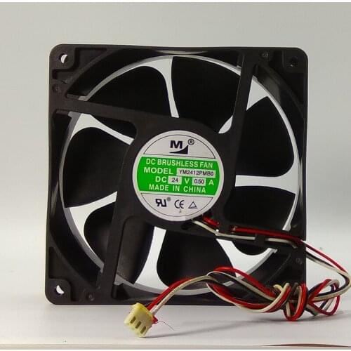 M Huaxia YM2412PMB0 DC 24V 0.5A 120x120x38mm 3-Wire Server Cooling Fan