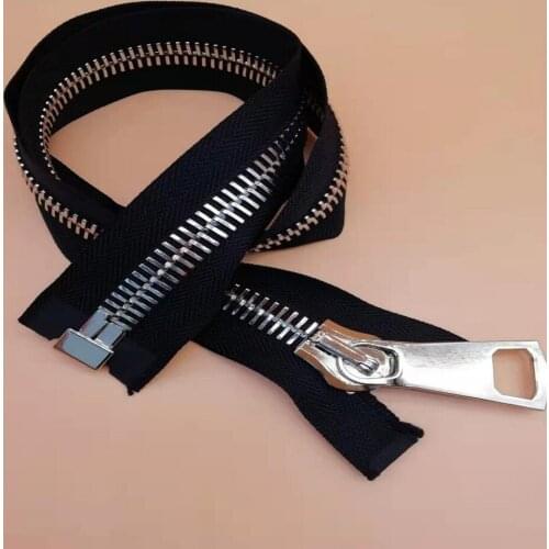 Metal zipper 15# big zipper for coat down jacket bags 70cm 85cm 100cm 1piece high quality strong duty black with silver tooth