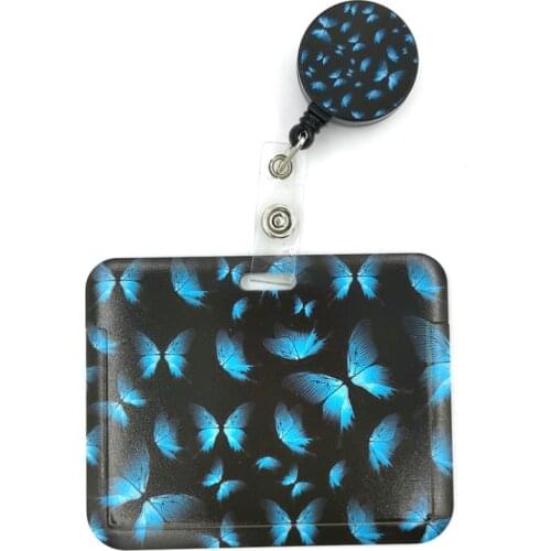 Art Butterfly Monarch Cute Card Cover Clip Lanyard Retractable Student Nurse Badge Reel Clip Cartoon ID Card Holder accessories